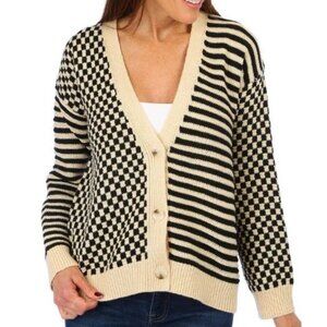 Bobeau Women's Button Down Geo Cardigan MEDIUM (6767)